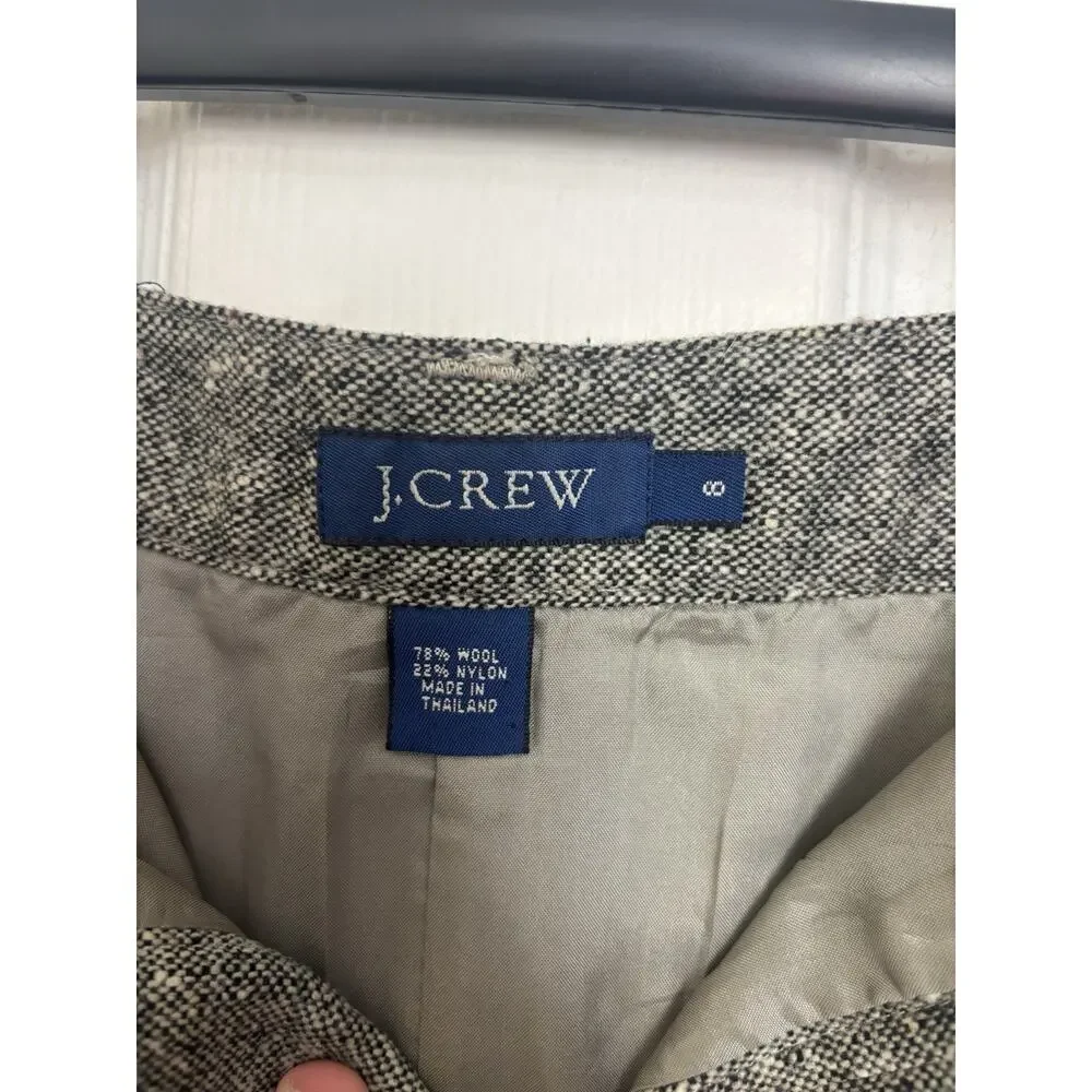 Y2K J Crew Wool Blend Mini Cargo Skirt Flap Pockets Tweed Academia Preppy